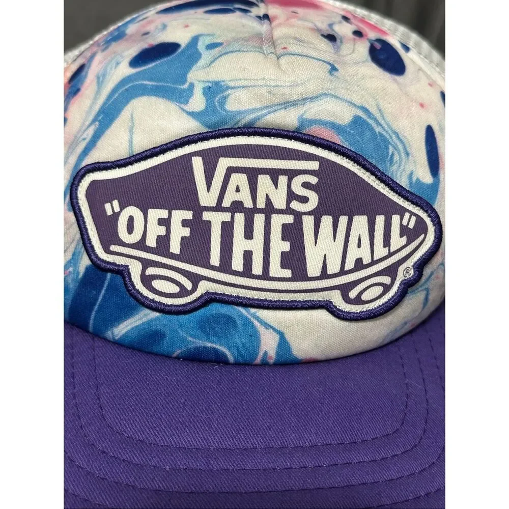 Vans “Off The Wall” Trucker Hat | Purple Brim Marble Print Mesh Snapback